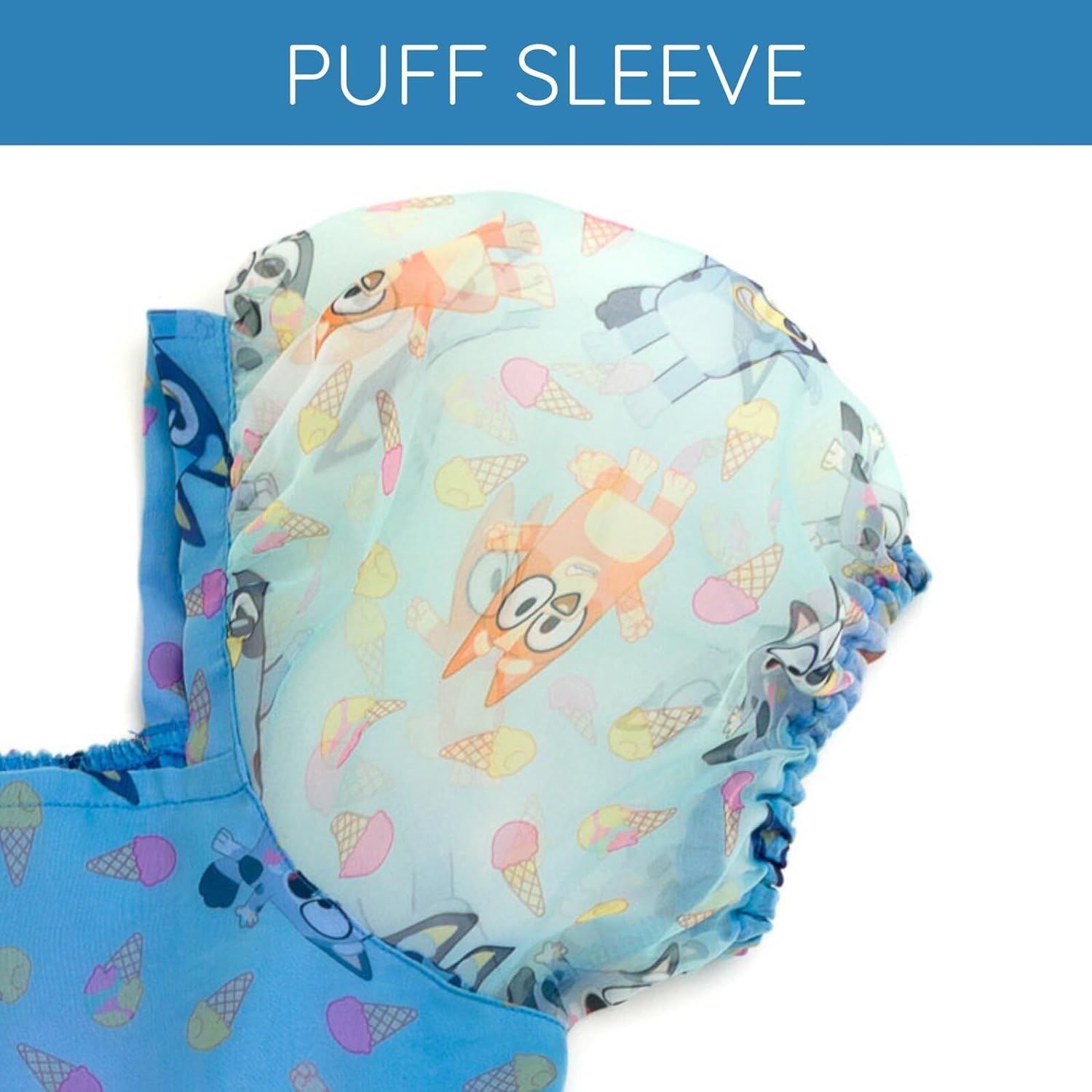 Bluey Girls Square Neck Organza Dress Toddler to Big Kid Sizes (2T - 10-12) - Image 6