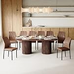 79" Dining Table Set for 8,Large Rectangular Kitchen Table Set for 8 with Cushioned Chairs,Modern Mid-Century Wood Dining Room Table Set,Ideal for Dining & Gatherings (Walnut)