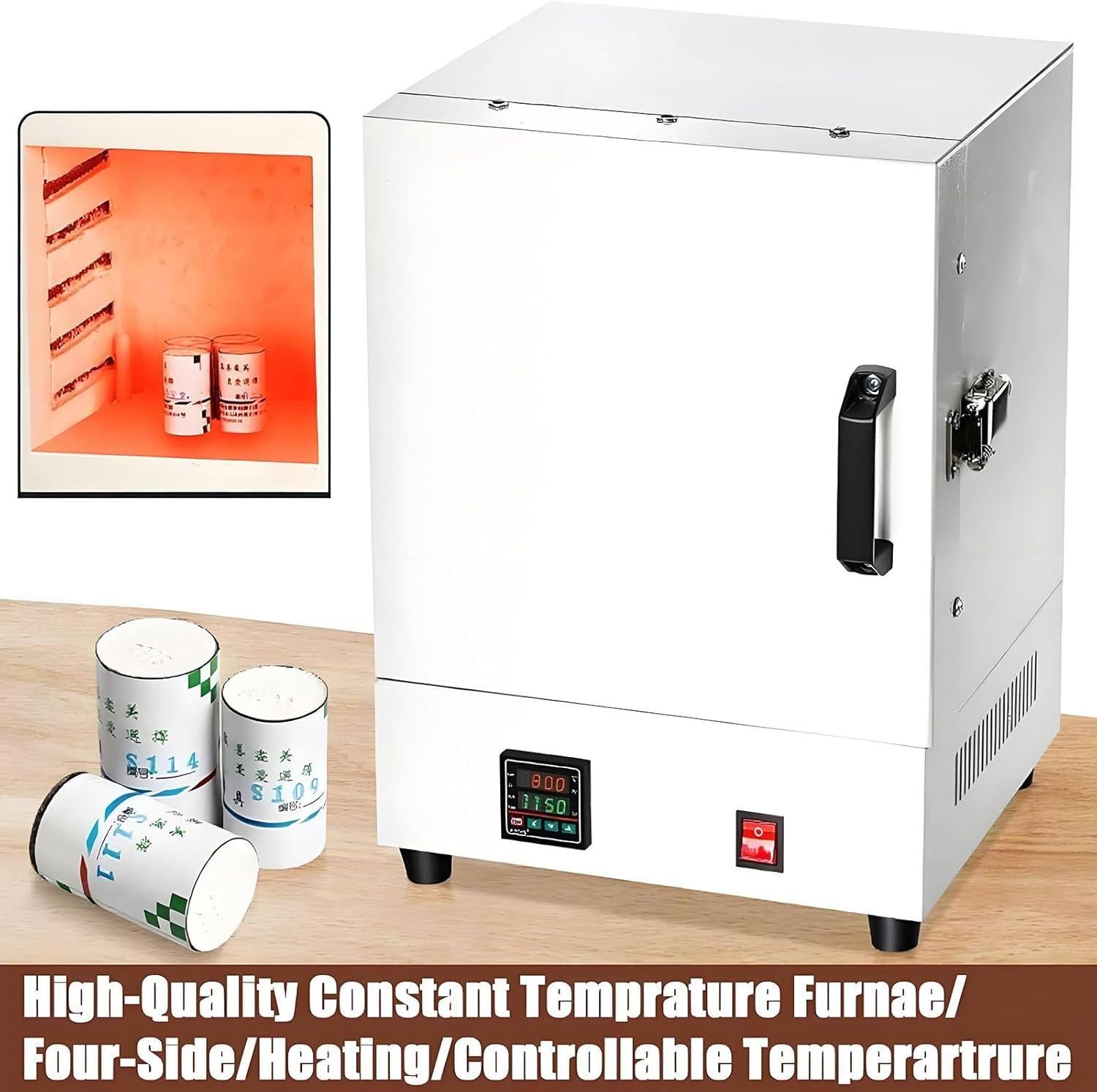 Horno De Mufla Cerrado De Laboratorio 2000W, Horno De Alta Temperatura 1150℃ De Fibra Cerámica, para Fundición De Metales, Joyería Y Sinterización De Cerámica