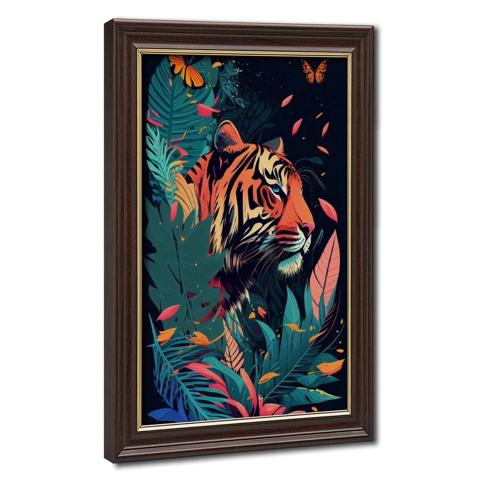 Bareronor Mokume Gane Frame-Style Boho Tiger Canvas Poster For Living Room Decor Gift