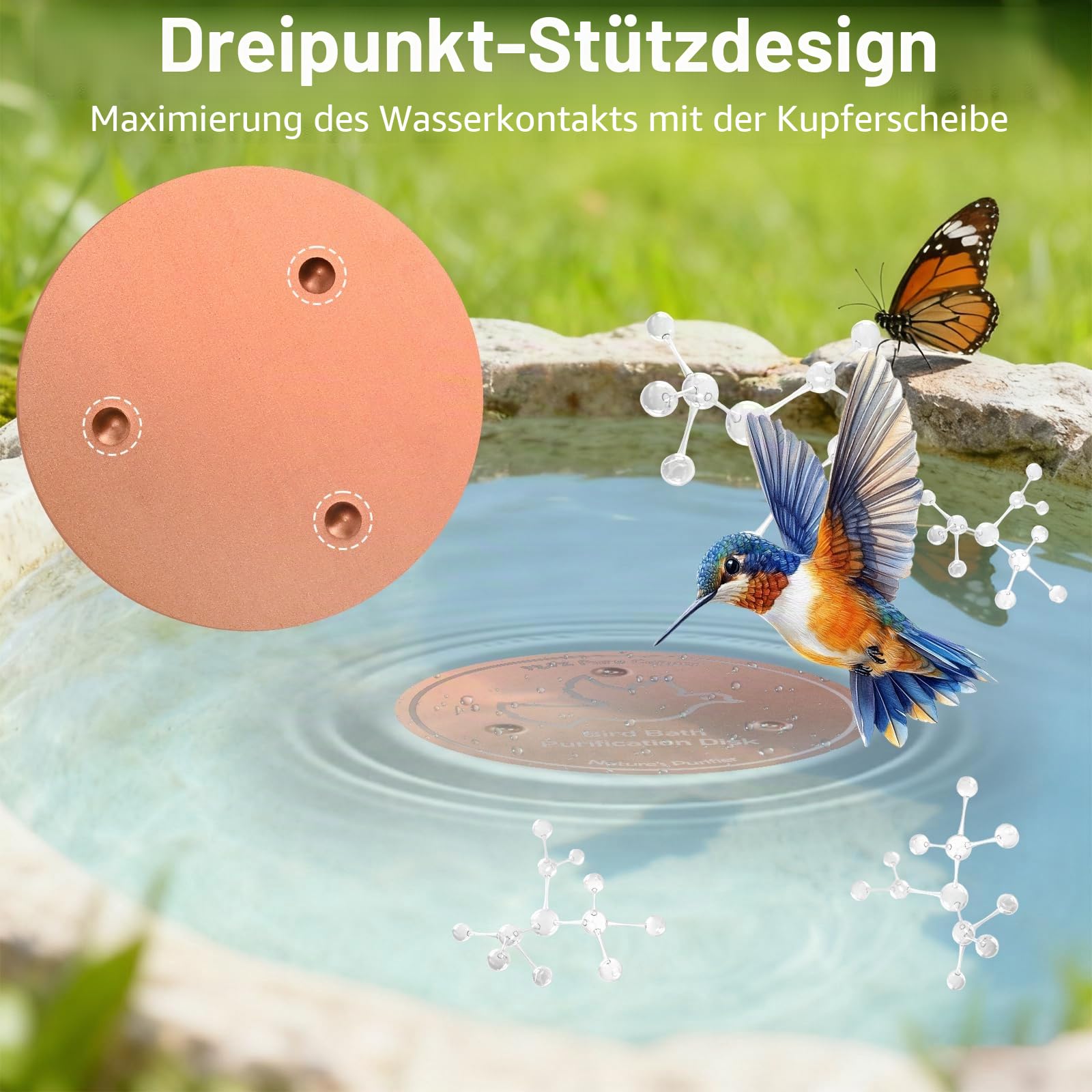 Vogeltränke Stehend mit Reinigungsscheibe, 80CM Metall Vintage Vogelbad, Außen Vogelbad für Garten, Abnehmbares Vogeldusche, Vogeltränke Winterfest Futter Wasserschale