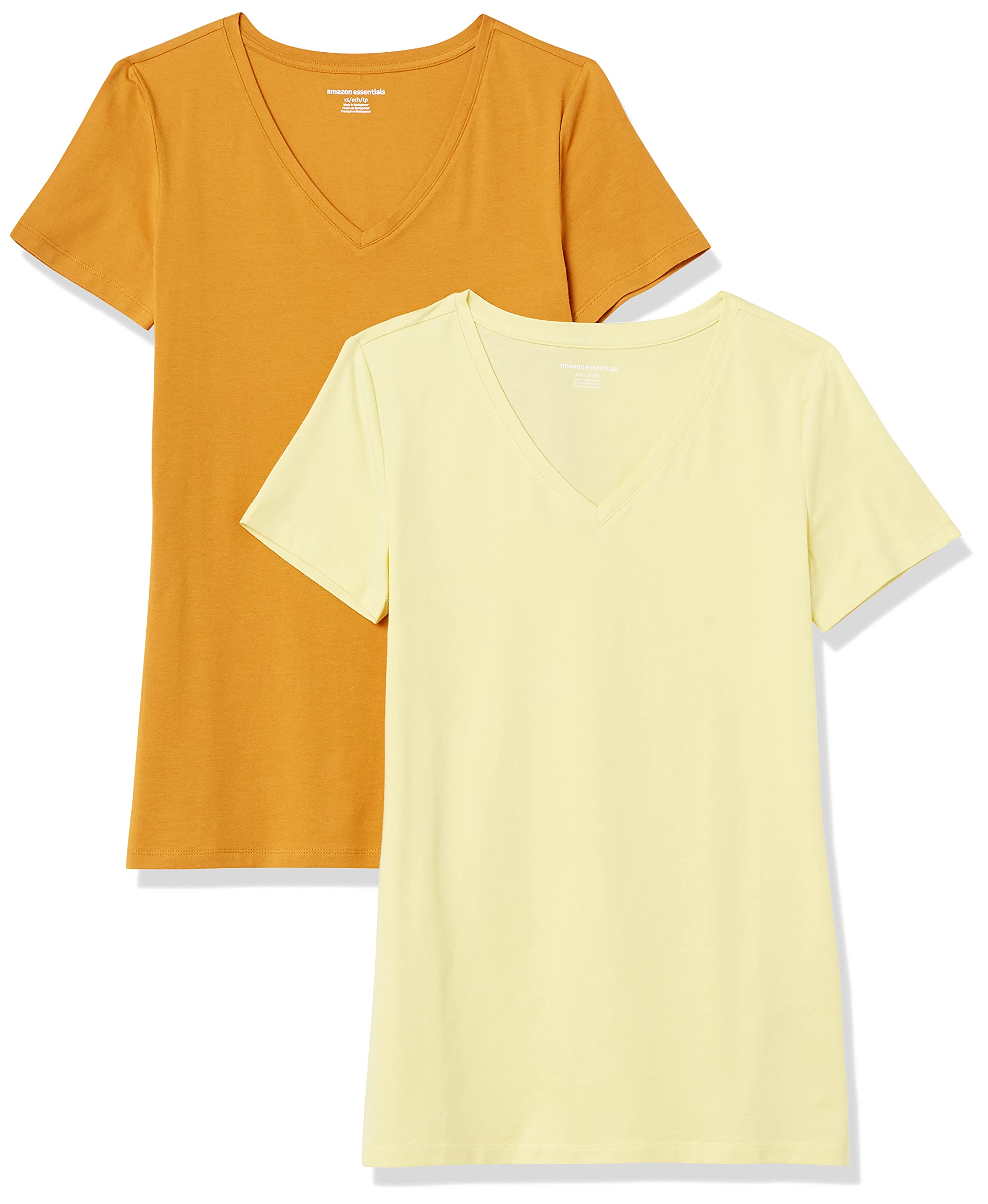 Amazon Essentials T-Shirt a Maniche Corte con vestibilità Classica (Opzioni Girocollo e Scollo a V) Donna, Confezioni Multiple
