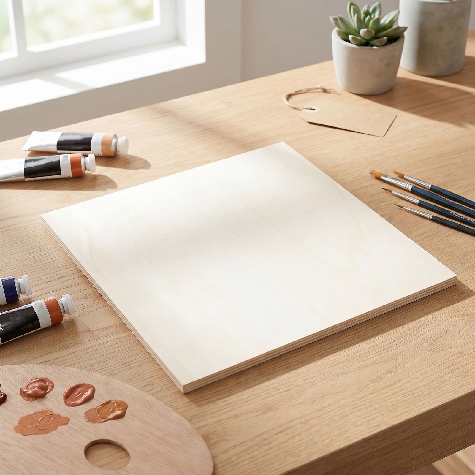 VILLCASE 8 Piezas Láminas de Madera Cuadradas Material Madera Rústica sin Terminar Fáciles de Grabar y Adornar, Color Caqui para Manualidades Diy Adecuado para Principiantes