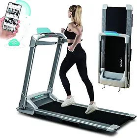 OVICX Passadeira portátil dobrável Q2S, compacta, para caminhada, para academia, atividades em casa, esteiras elétricas dobráveis com suporte de telefone com display de LED para espaços pequenos, capacidade de peso de 3,0 HP, 136 kg
