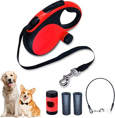 Correa retráctil para perro con cable a prueba de mordidas, correa de perro resistente de 26 pies para perros medianos y grandes de hasta 110