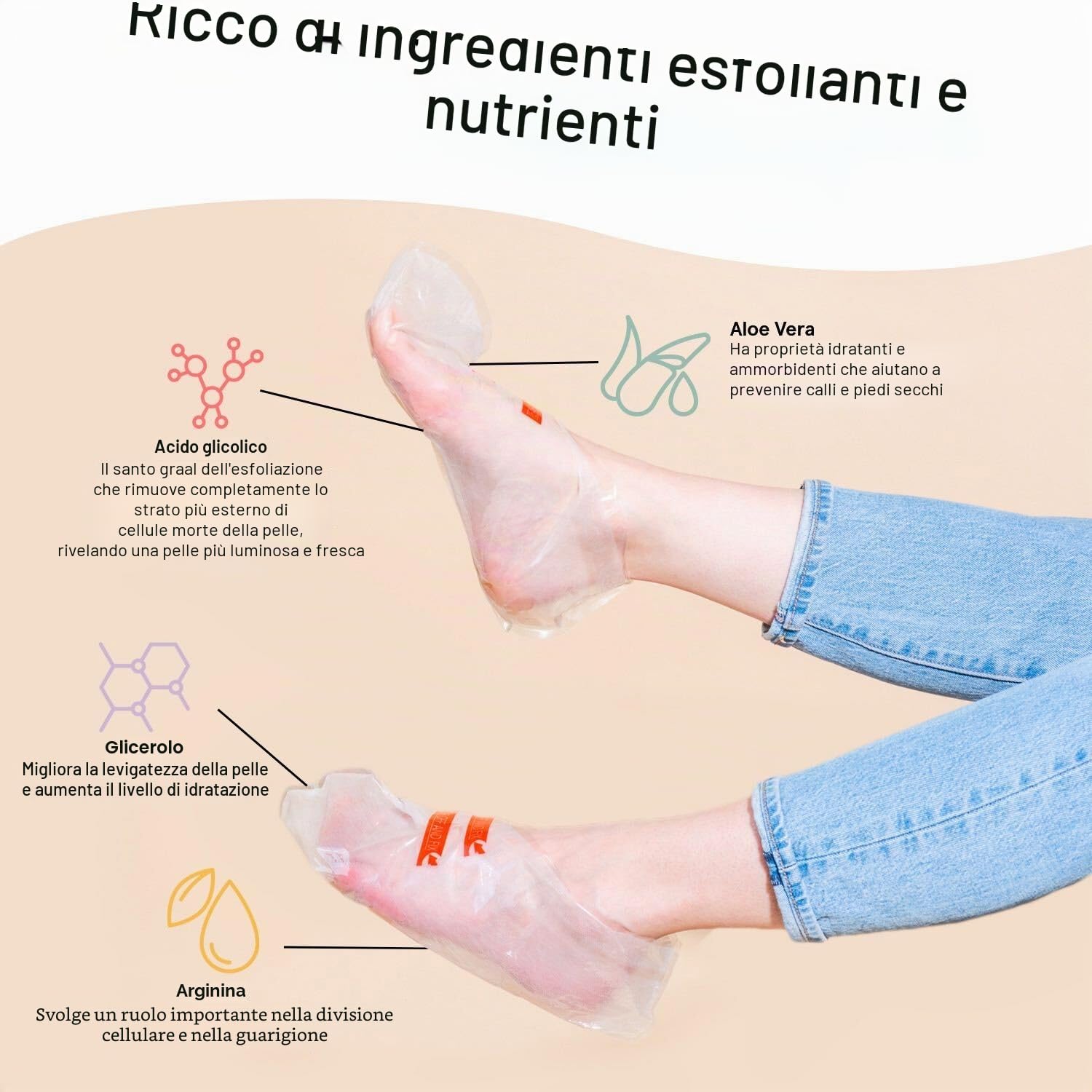 Maschera Piedi Esfoliante (4 Paia, Senza Profumo) – Scrub Piedi con Aloe Vera – Peeling Piedi e Talloni per Rimuovere la Pelle Morta, Calli e Duroni - (4 Pairs)