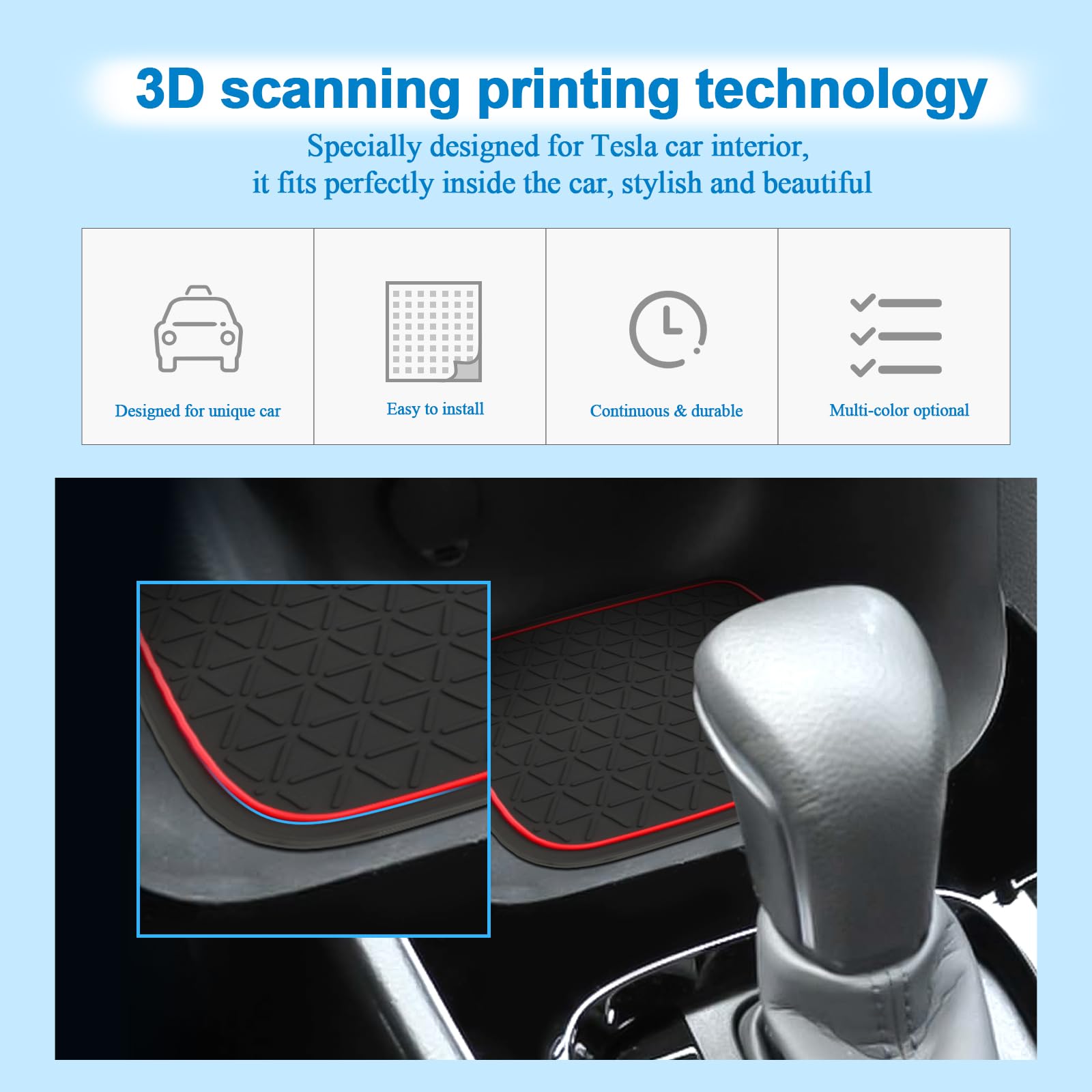 Tappetini Antiscivolo Compatibile con Toyota Yaris 2020-2024, Tappetini in Gomma per Console Centrale, Portabicchieri, Cuciture Porta, Toyota Yaris IV XP210 Tappetino per Auto (Rosso)