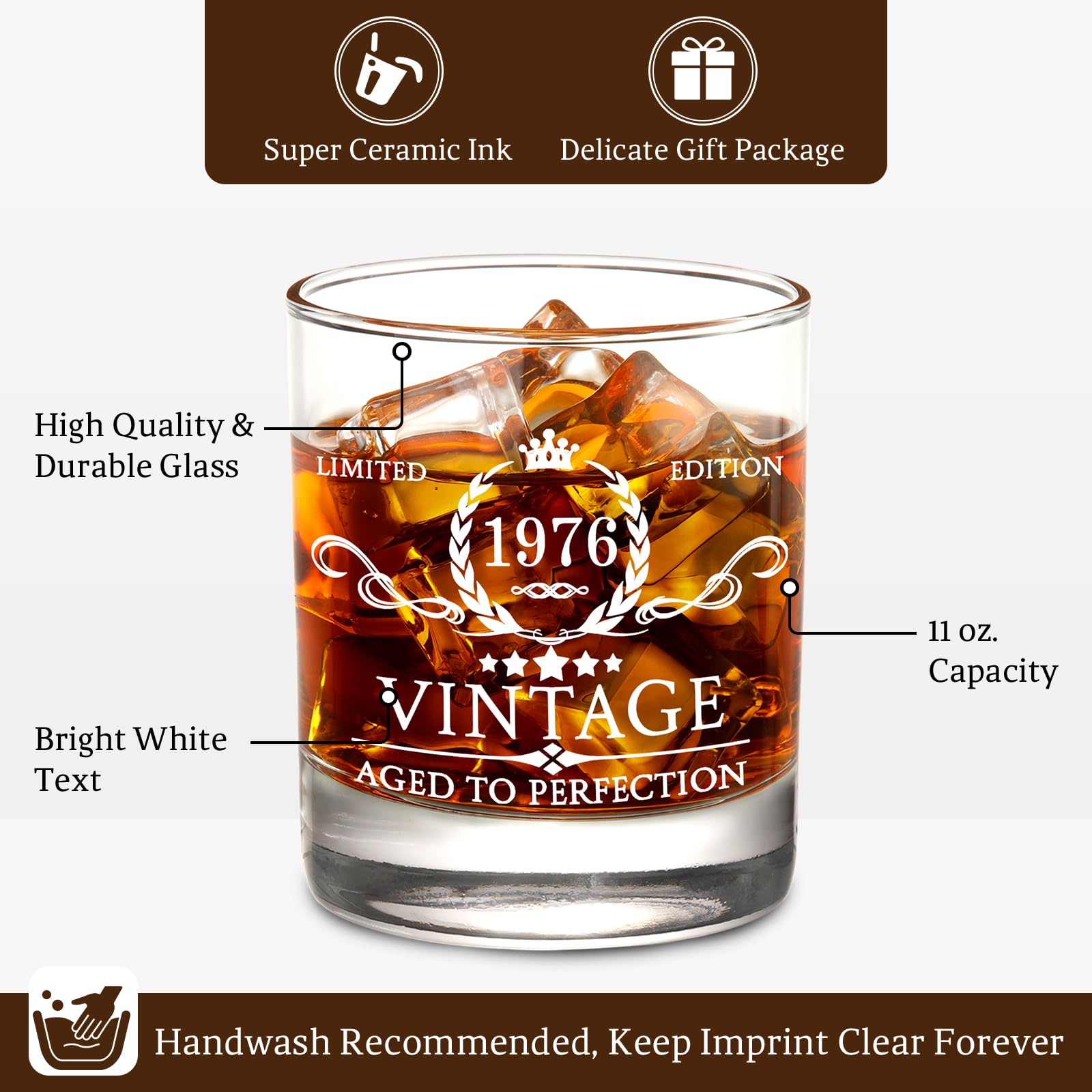 50th Birthday Whiskey Gift Set - Wood Box & Stones -7