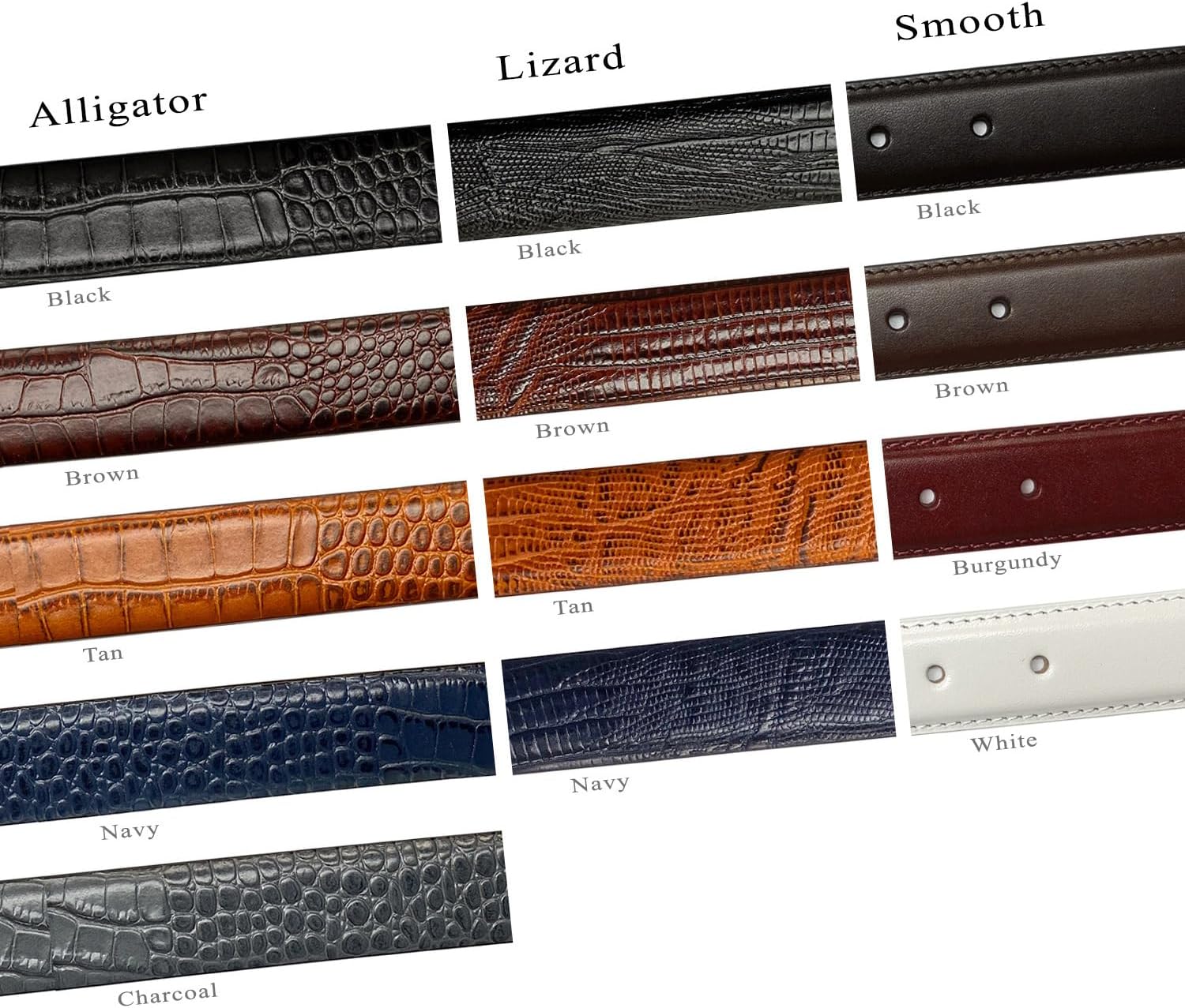 Genuine Full-Grain Cowhide Leather Dress Belt Solid Brass Gold Buckle 1-3/8'' or 1" Wide - Image 3