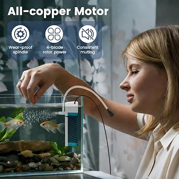 Small Fish Tank Filter, 3.5W 80GPH with Two Modes Switching Function, Aquarium Filter for 3-10 Gallon Fish Tanks, filtro para pecera