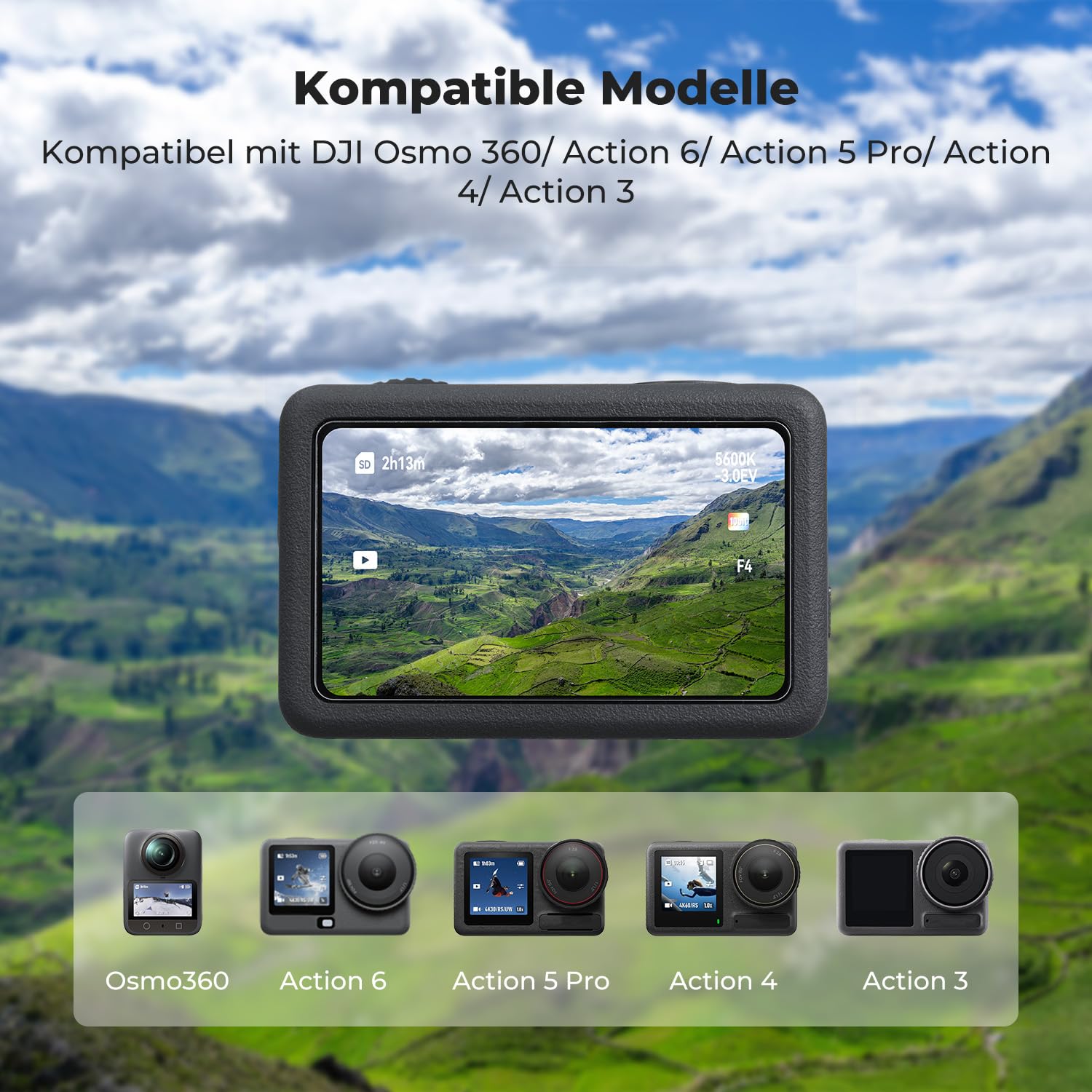 K&F CONCEPT OSMO Action 5 Kamera-Akku 2100mAh, Dreifach-Akku-Ladegerät mit DREI Steckplätzen und Kartenetui im Set Kompatibel mit DJI OSMO Action 5 Pro, Osmo Action 4, Osmo Action 3 und Osmo 360