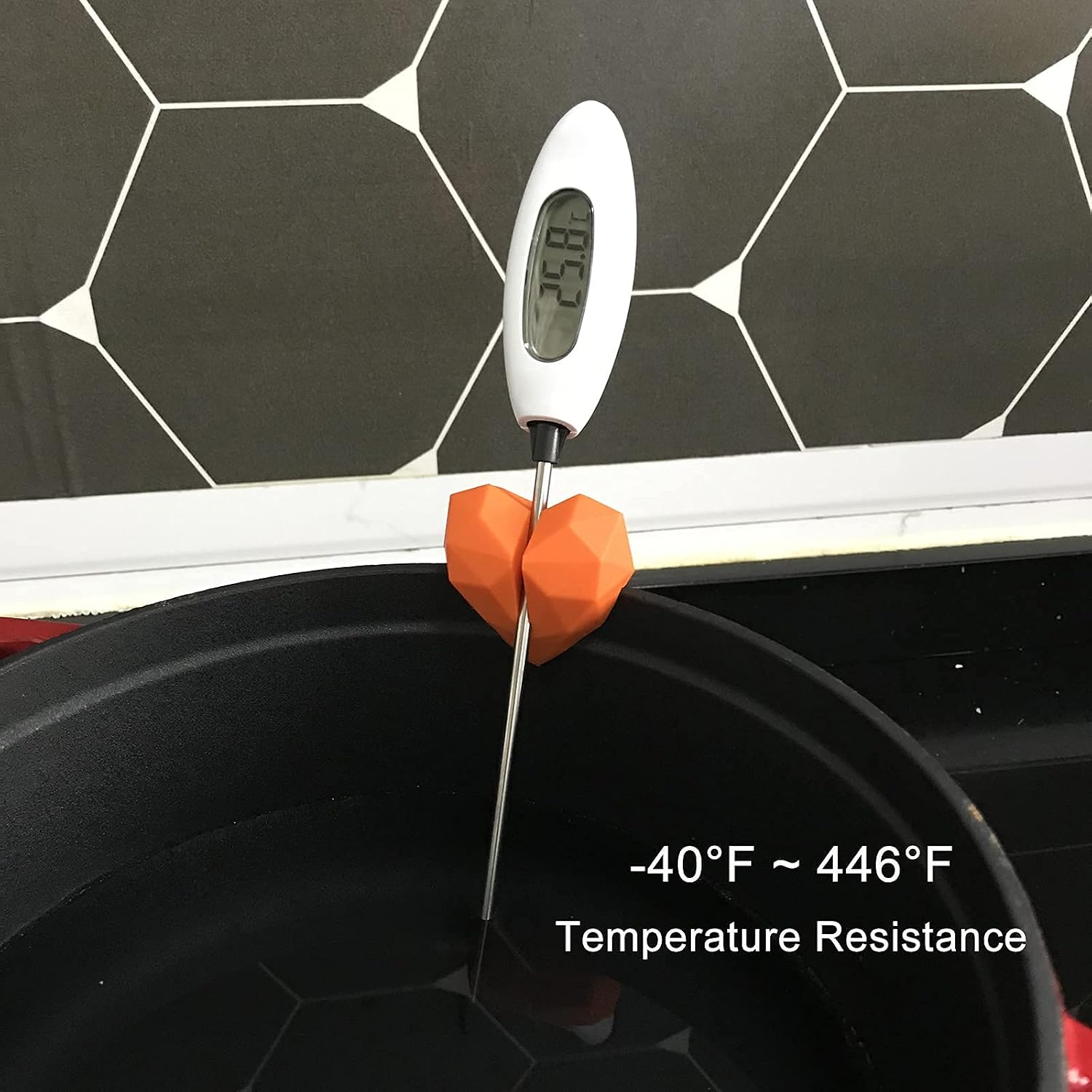 2Pcs Silicone Non-Scratch Pot Clip, Thermometer Clips for Candy Making, Hand-Free Holder to Measure Temperature of Oil, Milk, Chocolate, Candle, Deep Fryer and Cooking Melting Pots