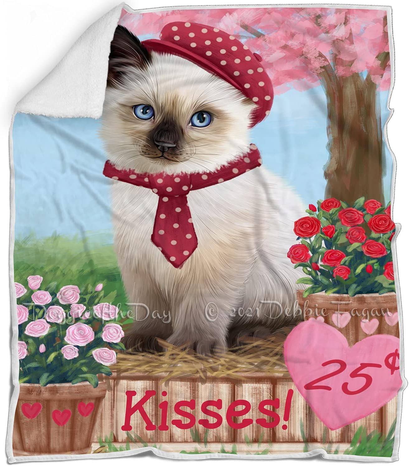 Rosie 25 Cent Kisses Siamese Cat Blanket - Lightweight Soft Cozy and Durable Bed Blanket - Animal Theme Fuzzy Blanket for Sofa Couch BLNKT61751 (50x60 Woven)