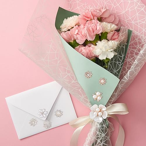 Miniatura 7 de 20 piezas de botones de flores de perlas, broche de perlas vintage para hacer joyas, adornos de botón de diamantes de imitación para mujer,