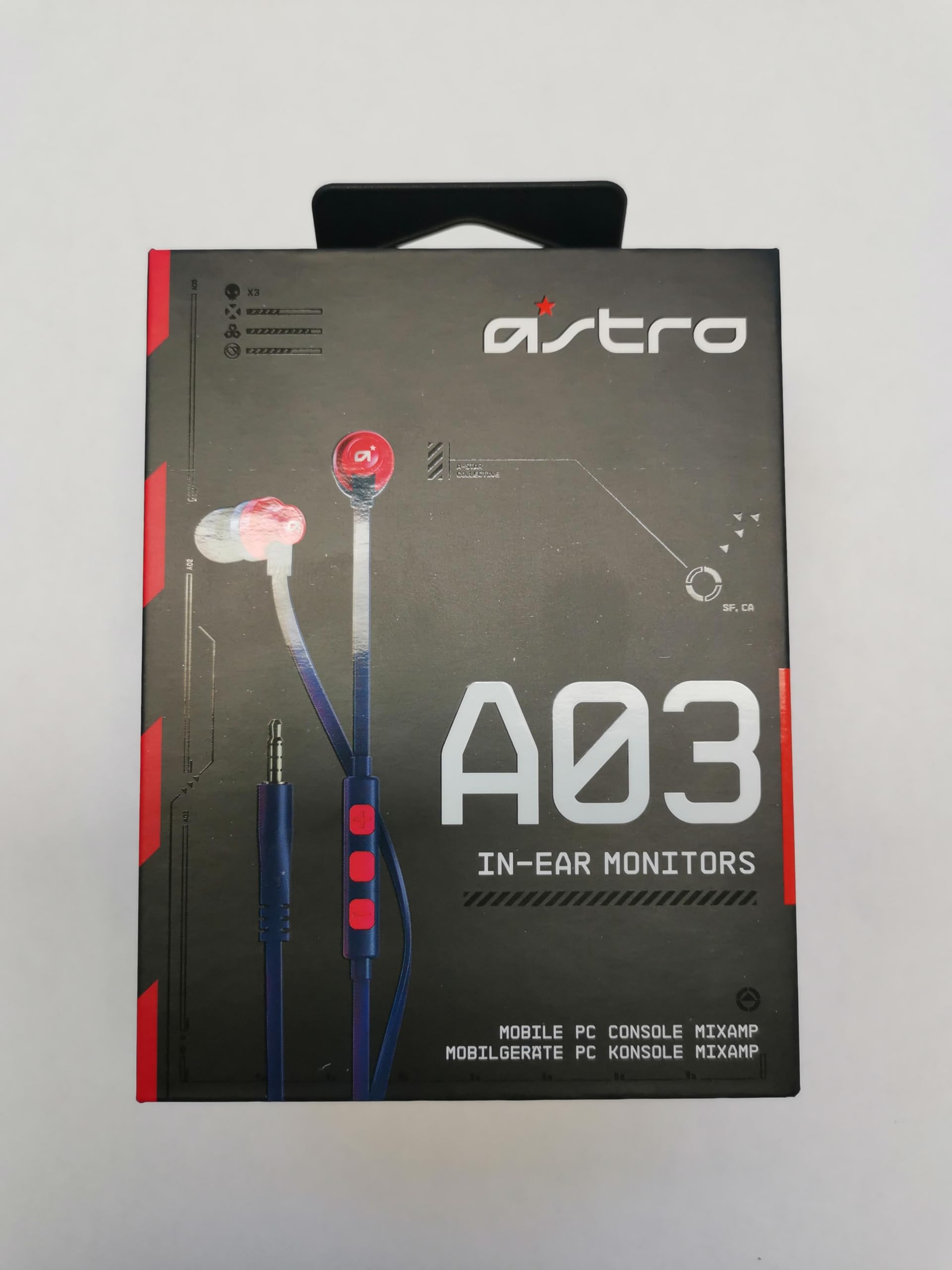 ASTRO Headset A03 Interno A03 IN Ear Blu e Rosso Jack 3,5 mm (Blu + Microfono)