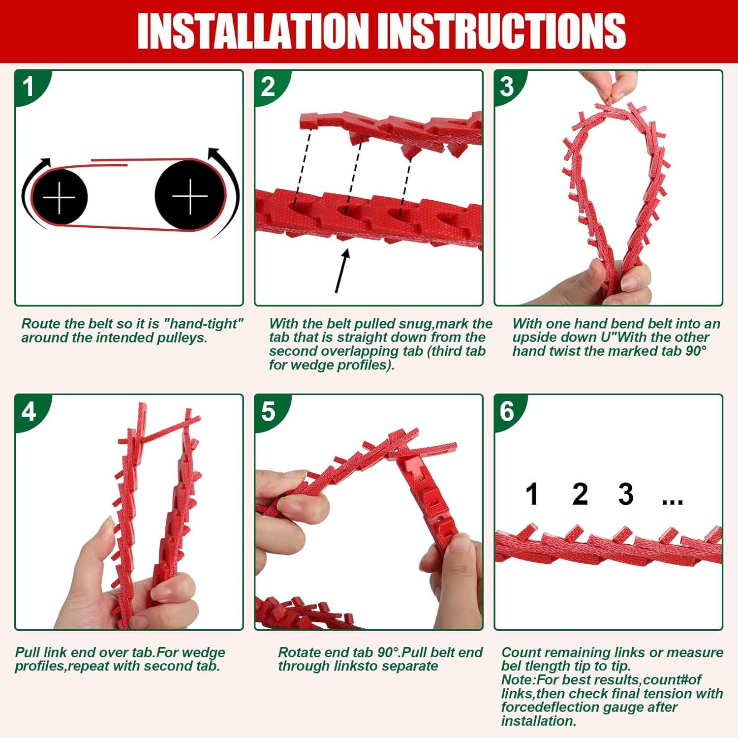 5FT Power Twist V Belt 1/2-Inch x 5 Feet A Type, Adjustable Link Drive V-Belt Perfect for Wood Lathes, Table Saws, Bandsaws,Benchtop Drill Press and Agricultural Machinery Repairs