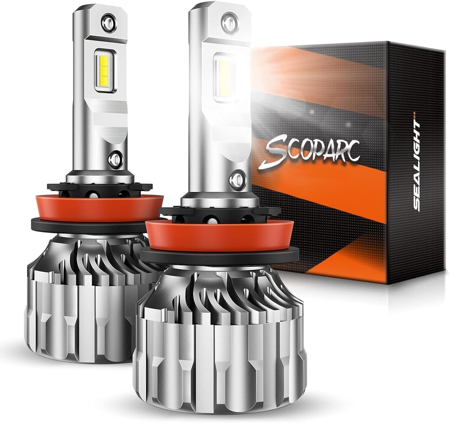 SEALIGHT H11 Fog Light Bulbs, 70000LM 6500K Cool White H8/H9 Bulbs, Play-N-Play, Pack of 2