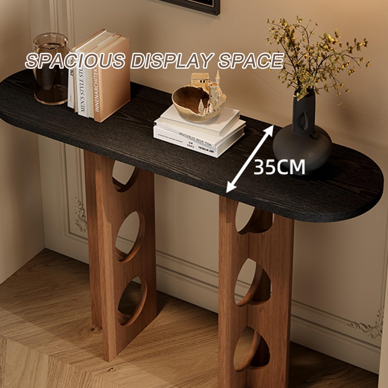 Consolle in legno stile rustico, tavolino stretto per ingresso, tavolino rettangolare da posizionare dietro il divano, tavolino d'appoggio, per ingresso, soggiorno, corridoio, atrio (Nero A, 100 cm/