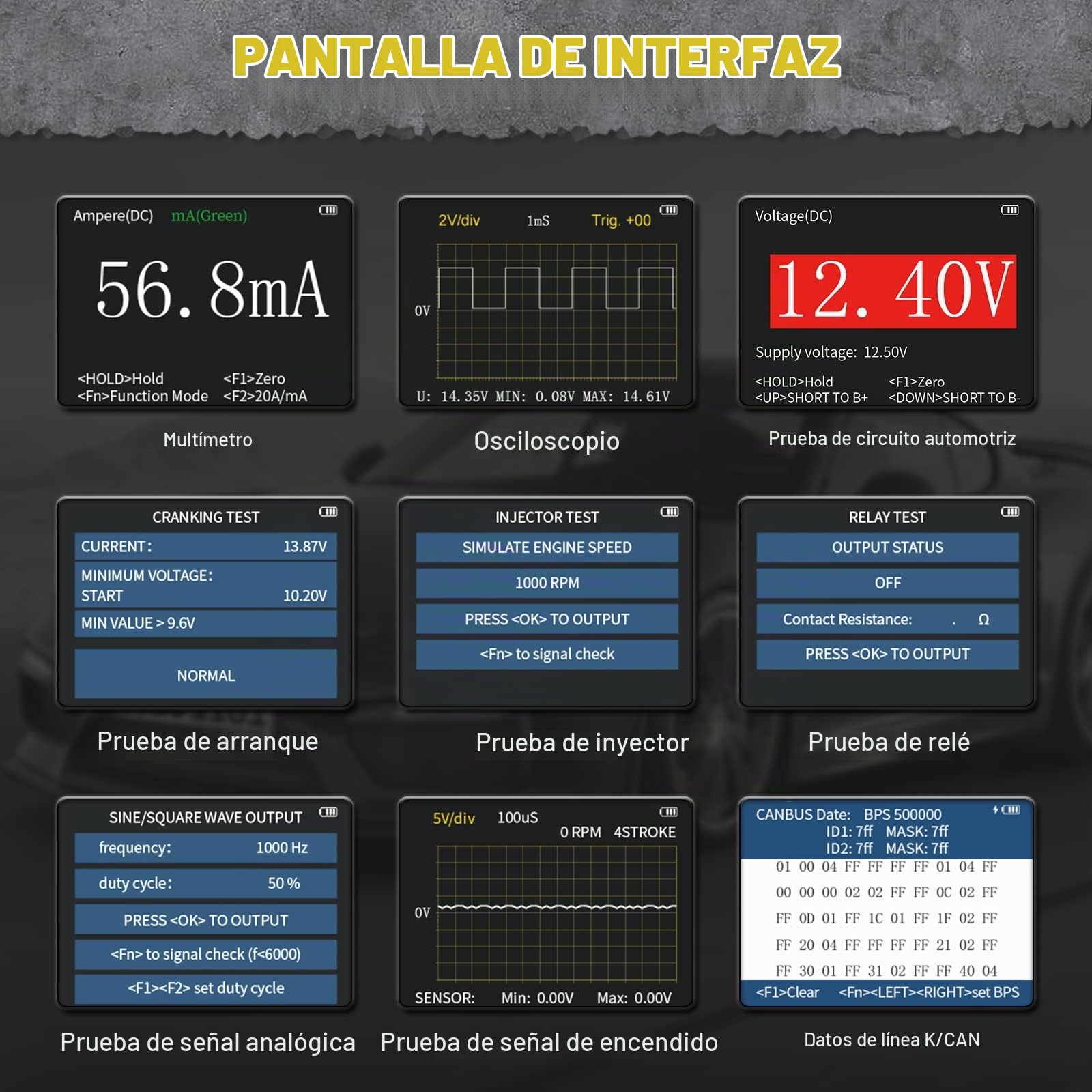 Multímetro de osciloscopio de Mano, multímetro Universal de diagnóstico de Coche DM303, Pluma de Prueba de Detector de línea de frecuencia de señal analógica