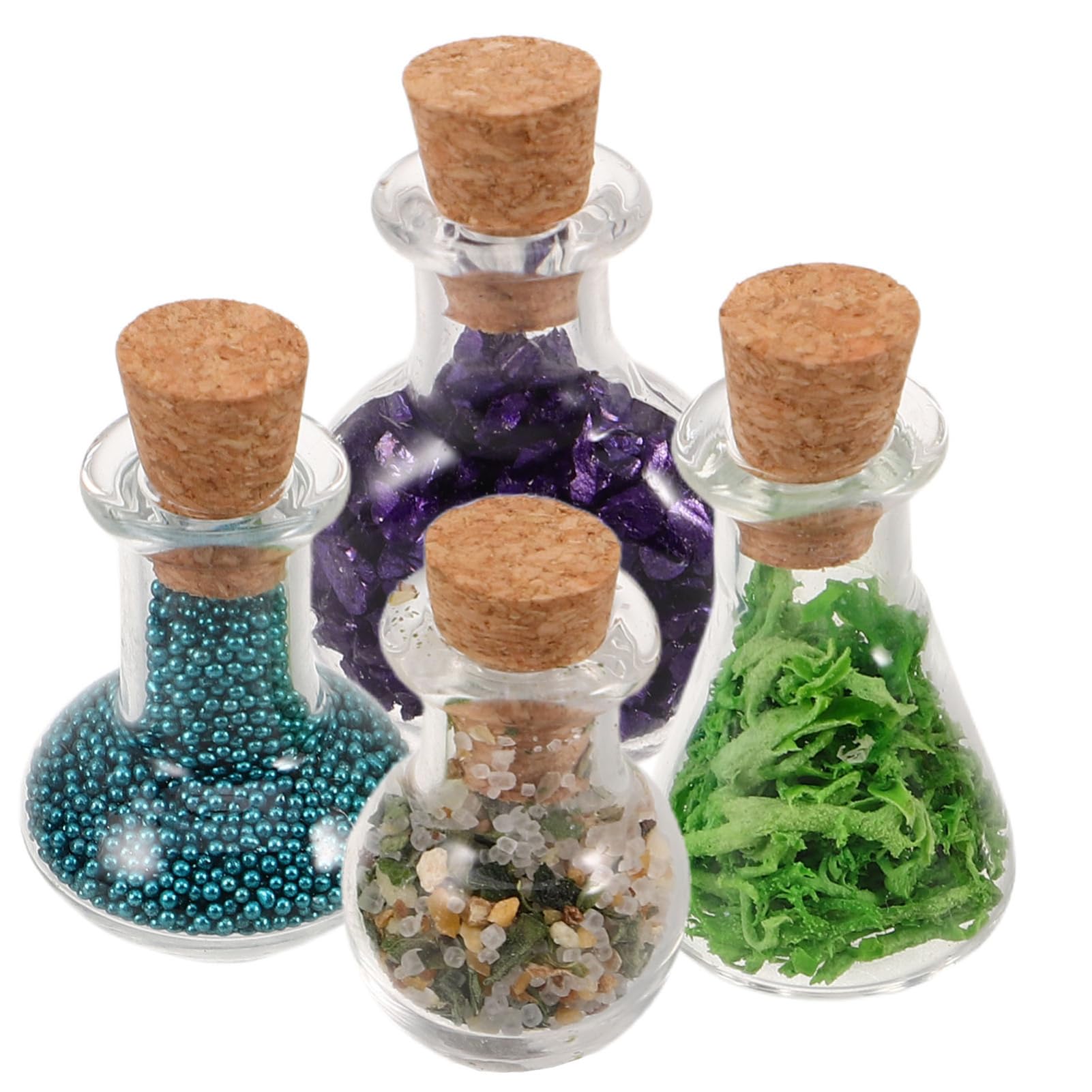 SUPVOX Miniature Dollhouse Bottles 4Pcs Realistic Witch Potion Decor Halloween Accessories Tiny Doll House Decoration Diy Fairy Garden Display
