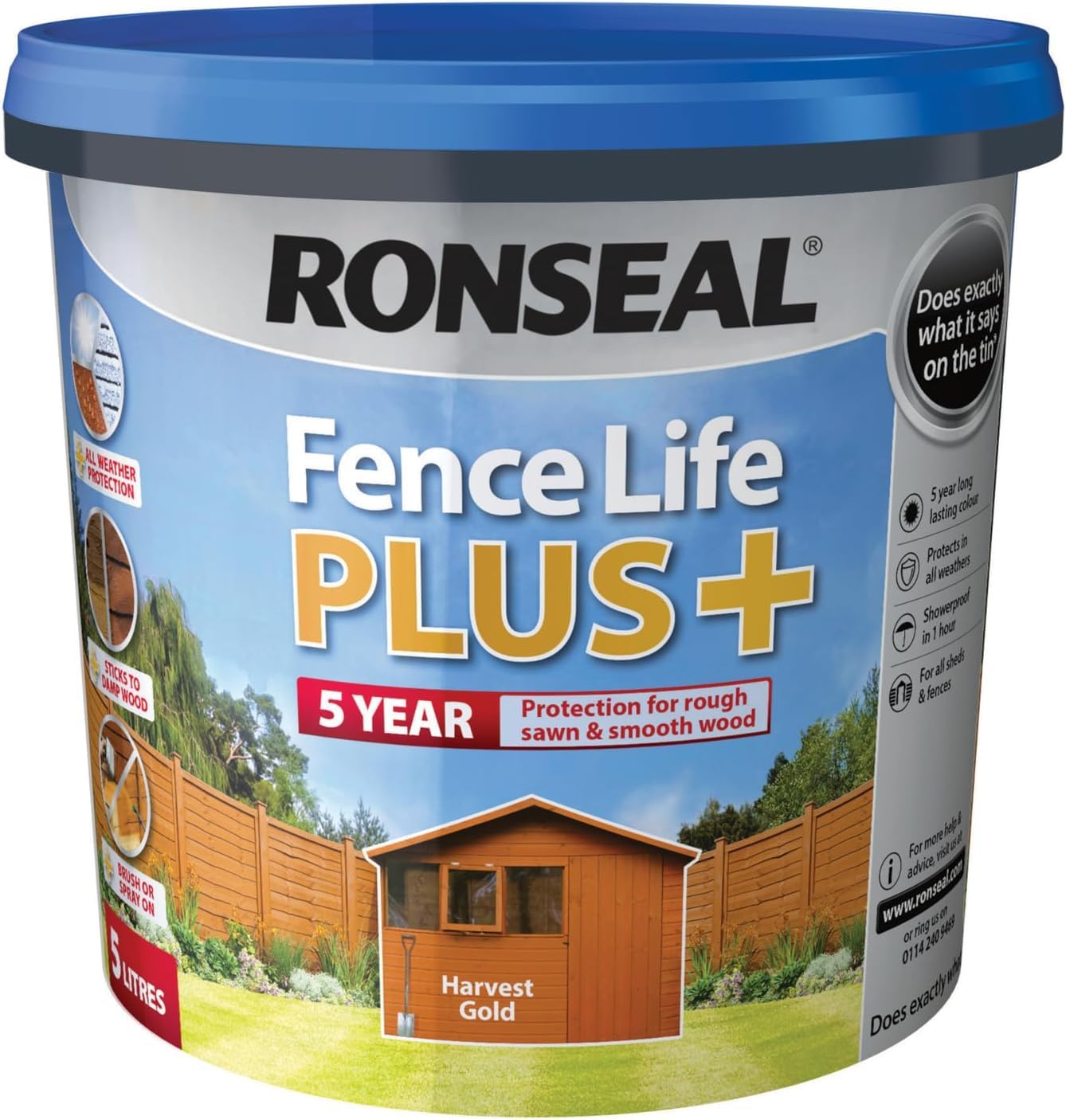 5L, Harvest Gold, Plus Wood Treatment, Weatherproof & Protective Wood Preserver for Indoor & Outdoor Use