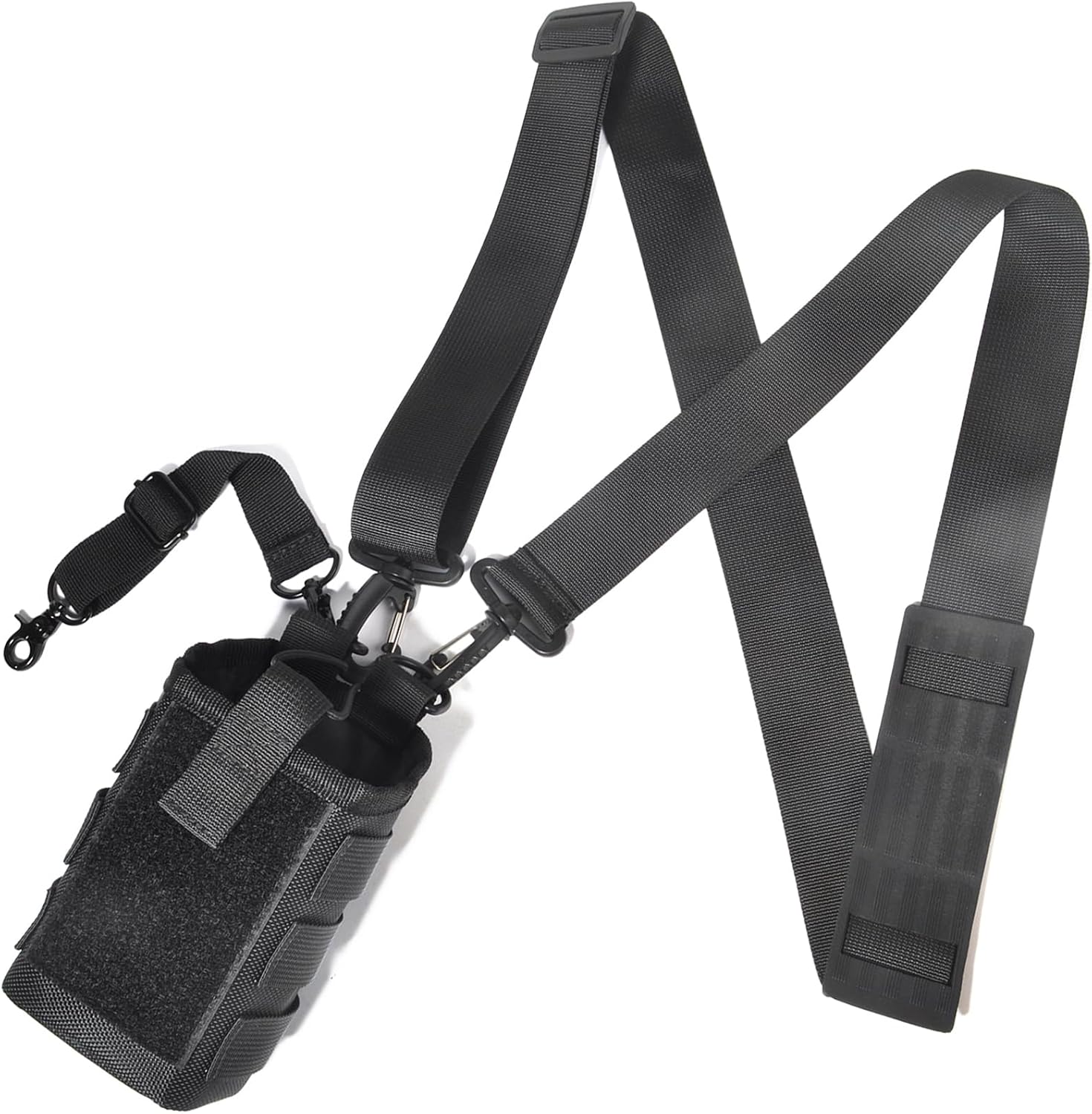 HYS Two Way Radio Holster, Carry Pouch for Vest, Anti-Sway & Shoulder Strap | 1680D, Heavy Duty Nylon Walkie Talkie Molle Pouch for Public Safety & Outdoor, for Motorola APX XTS XPR, Kenwood NX, ICOM