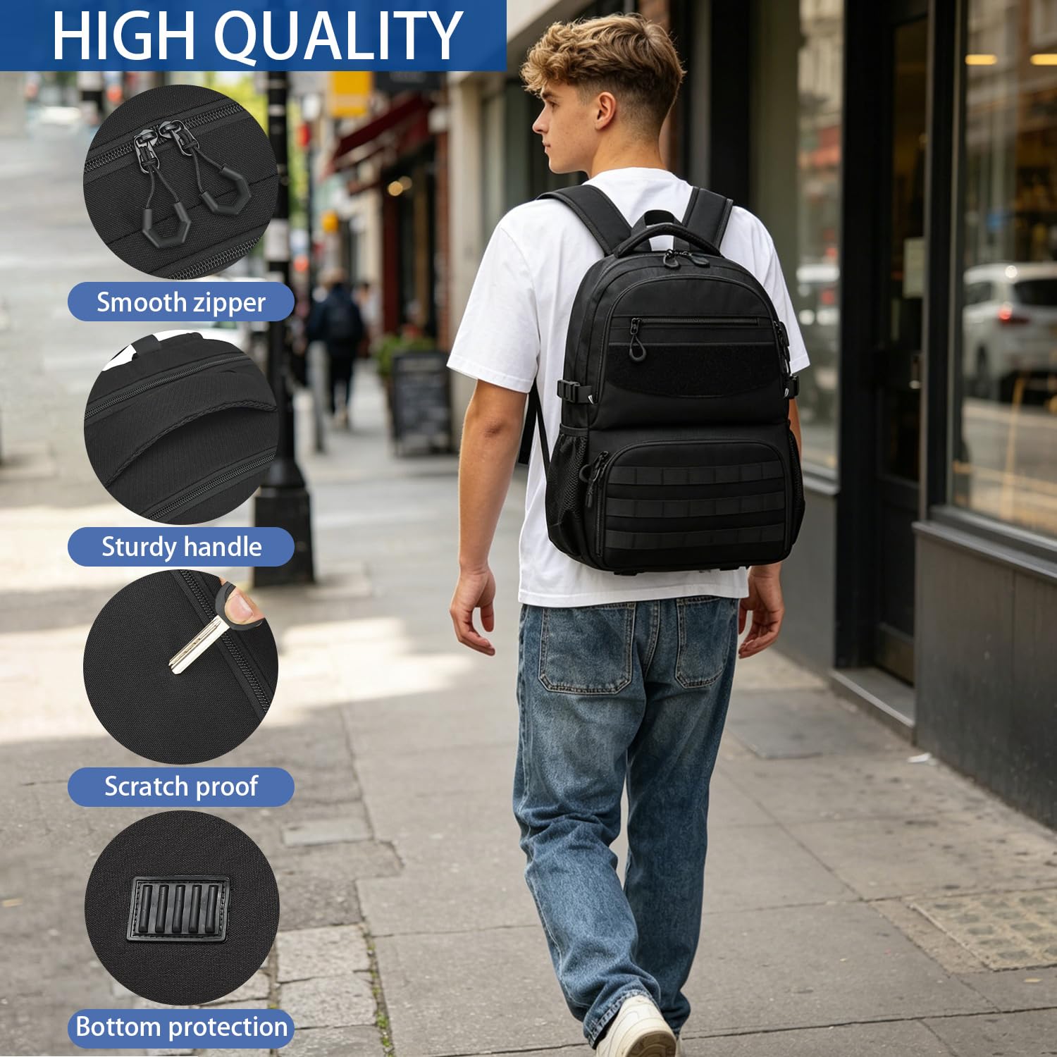 Sac à dos pour ordinateur portable 17" avec compartiment isotherme 40 l Sac à dos de travail pour homme | Sac à dos thermique imperméable pour randonnée, voyage, extérieur, cadeau pour homme/père