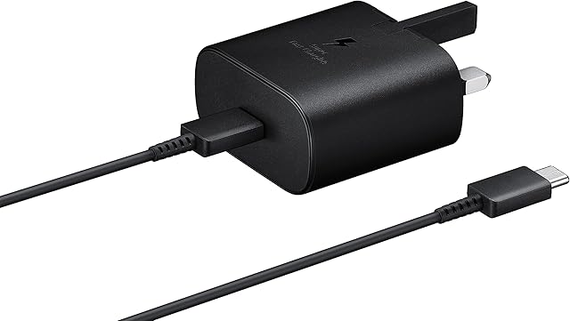 Samsung Original 25W Fast Charging USB-C Mobile Phone Mains Plug/Wall Charger, Genuine Charger Compatible with Galaxy Smartphones and Other USB Type C Devices â Black, EP-TA800XBEGGB