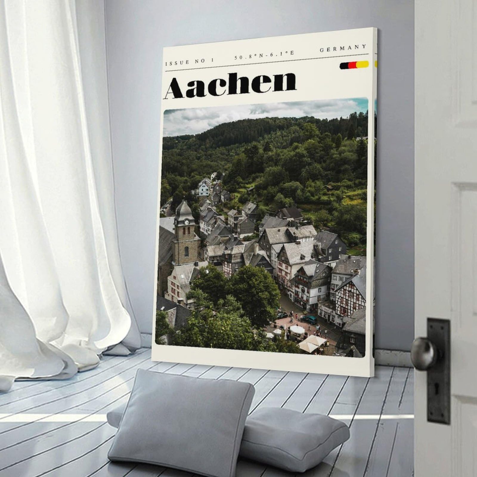 Junmoney Aachen Germany Travel Art Canvas Wall Decor 12x18inch(30x45cm), for Lounge, Study, Hallway Or Flat Walls, Canvas Wall Art That Fits Changing Layouts