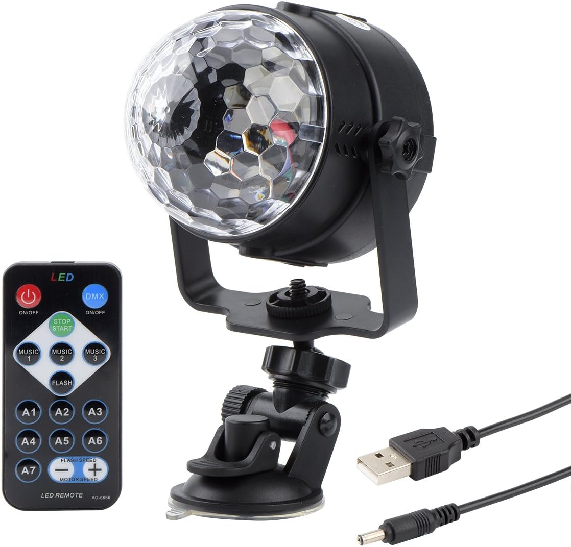 DJ Light Disco Sound Actived Party Lights RGBW with Remote Controller and USB Cable