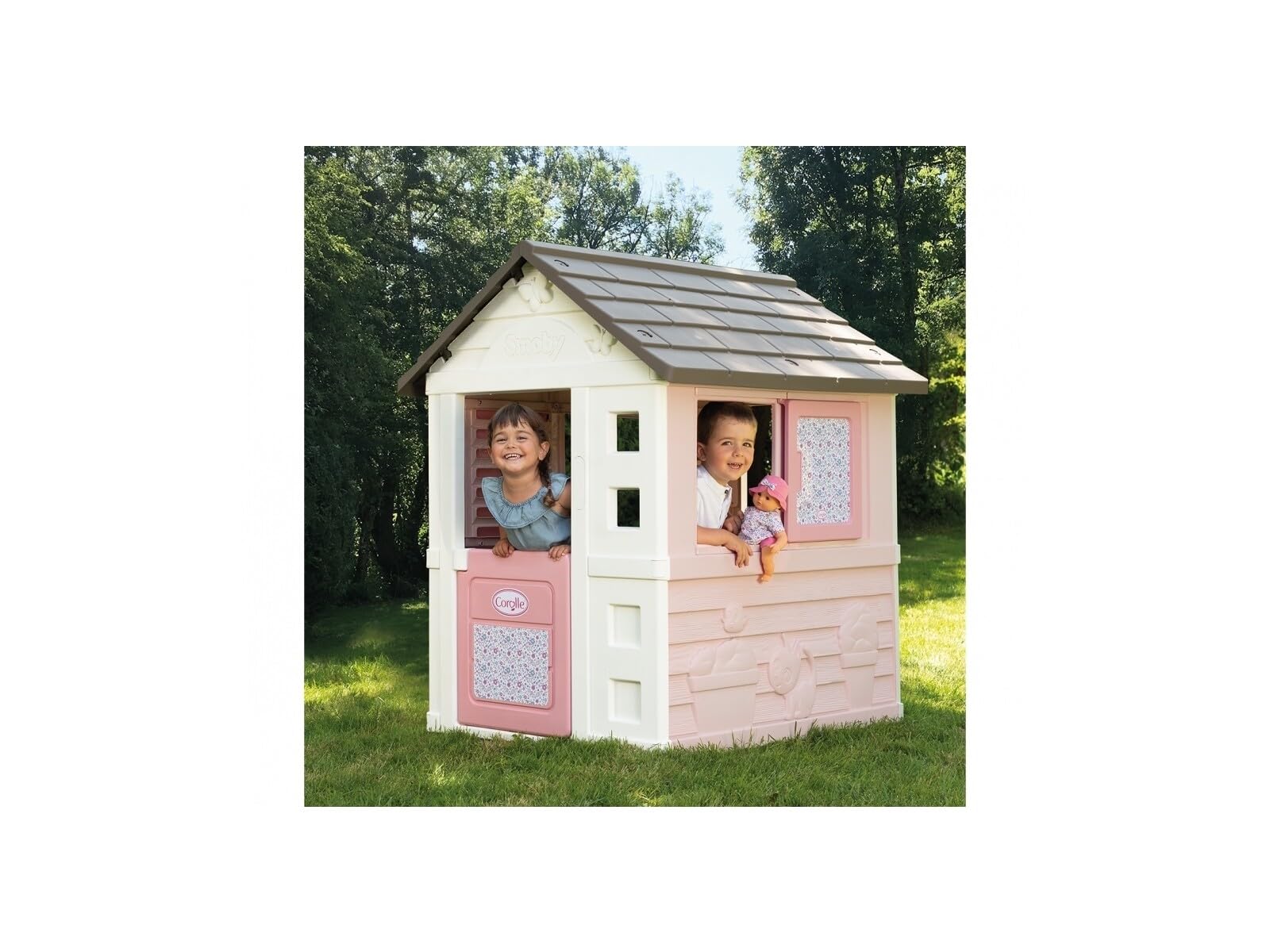 Smoby Toys- Casita Infantil Corolle Rosa, Sólida y Robusta, Medidas (l x an x al): 110x98x127cm (810720)