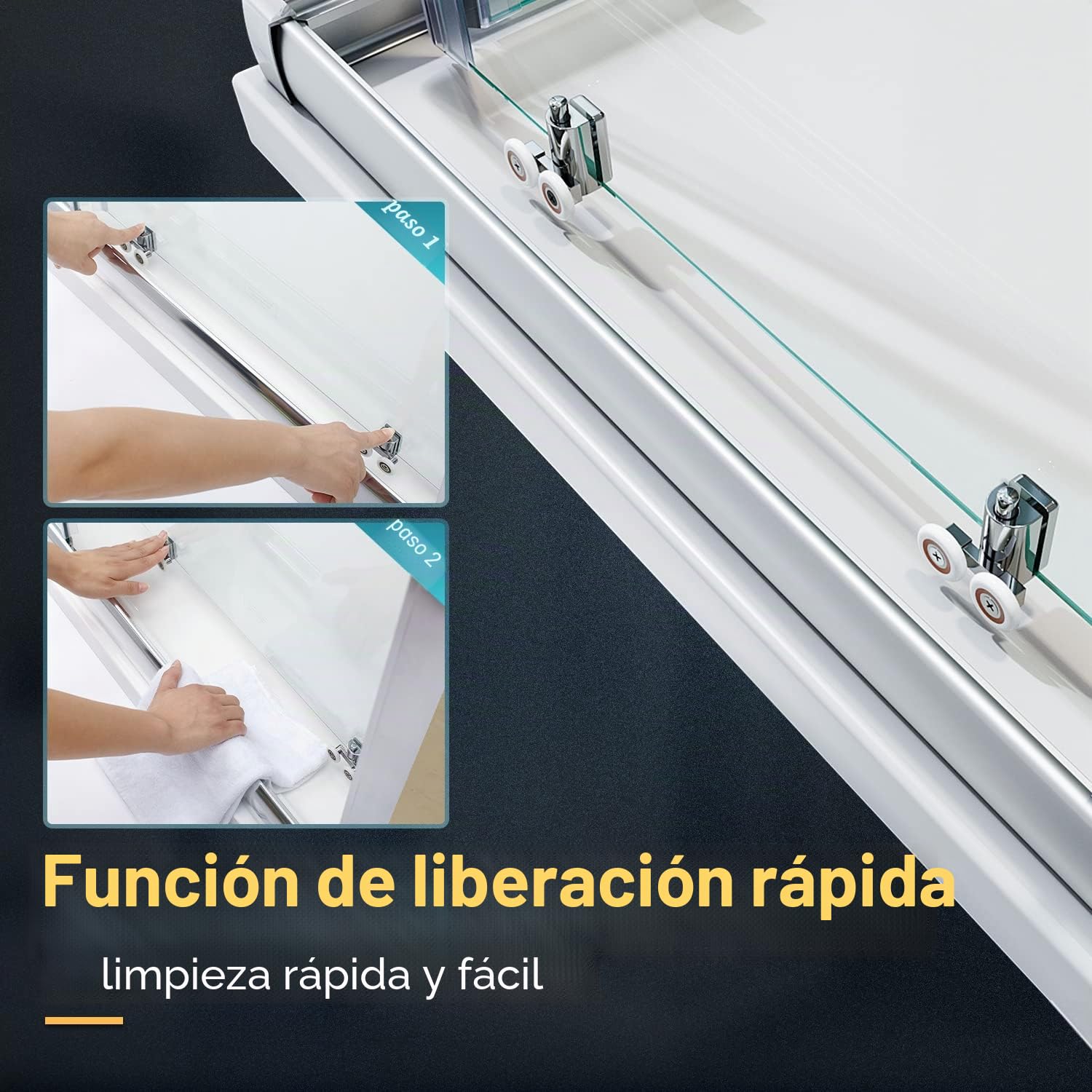 SONNI Mamparas de Ducha Corredera 120x70 cm,Angular Puertas Retangular,Easyclean Vidrio Templado de Seguridad 5mm con NANO Tratamiento Antical