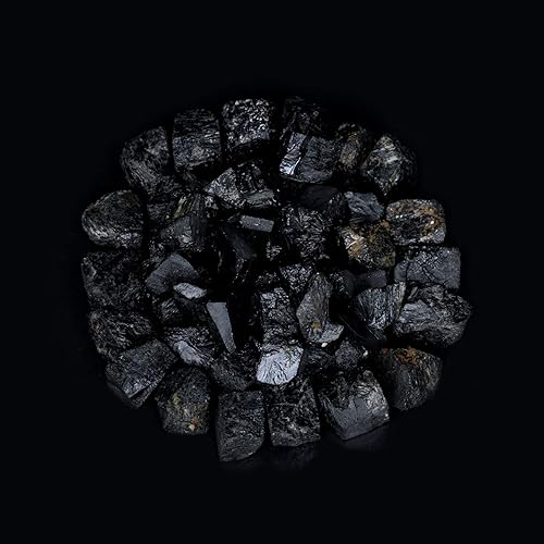 Miniatura 3 de ABHISUBYA Cristales de turmalina negra áspera, piedras y cristales crudos, rocas para volar, cristales pequeños, cristales triturados, bolsa de