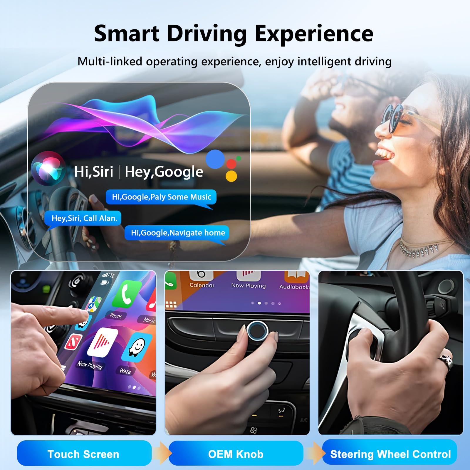 Senza Fili Adattatore 2-in-1 per CarPlay & Android Auto, Mini Adattatore dongle Carplay Wireless per Auto, Plug & Play Carplay USB/Type-C Compatibile con Phone iOS 10+ / Android 11+