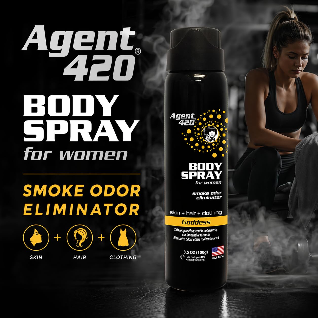 Amazon.com : Agent 420 Cannabis & Cigarette Smoke Odor Body Spray for  Women, 3.5 oz — Eliminates Odors at the Molecular Level (Goddess) : Health  & Household