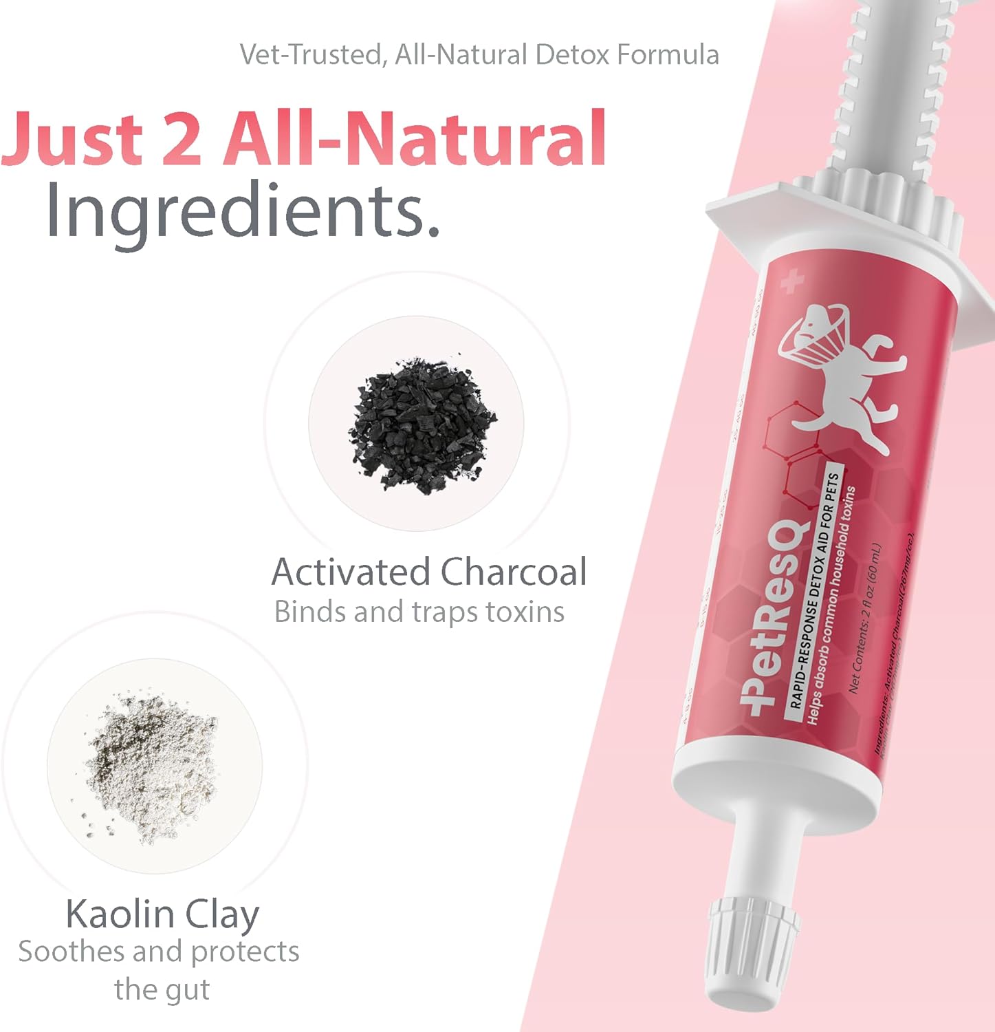 Activated Charcoal for Dogs & Cats Emergency Poisoning Aid Paste | Veterinary-Grade Digestive Aid for Toxin Binding, & Upset Stomach | Fast Acting Pet First Aid- Pets Up to 80 lb (60 ml)