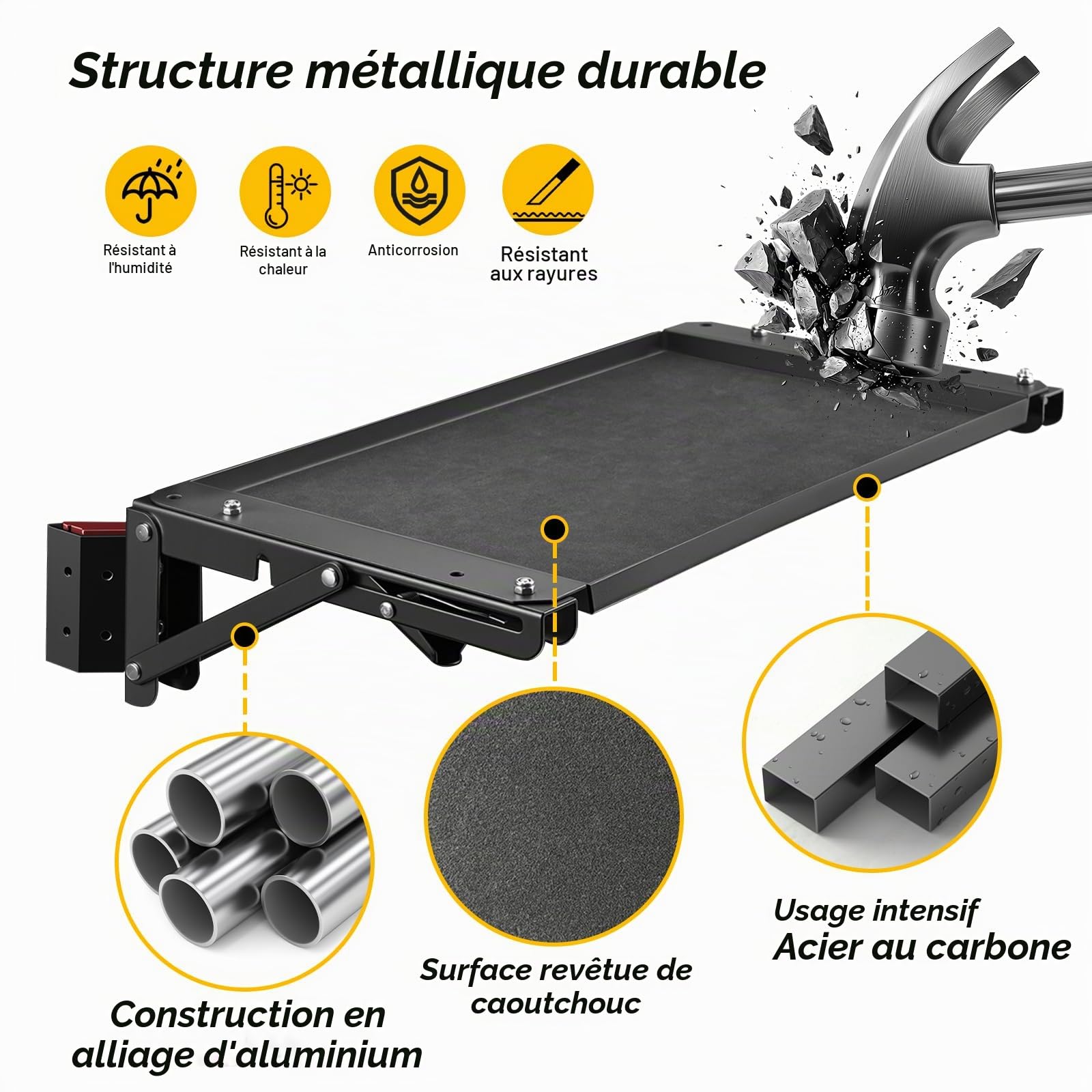 Table Magnétique Pliable Compatible avec Systèmes de Boîtes à Outils Type ToughBuilt – Poste de Travail Latéral Compact