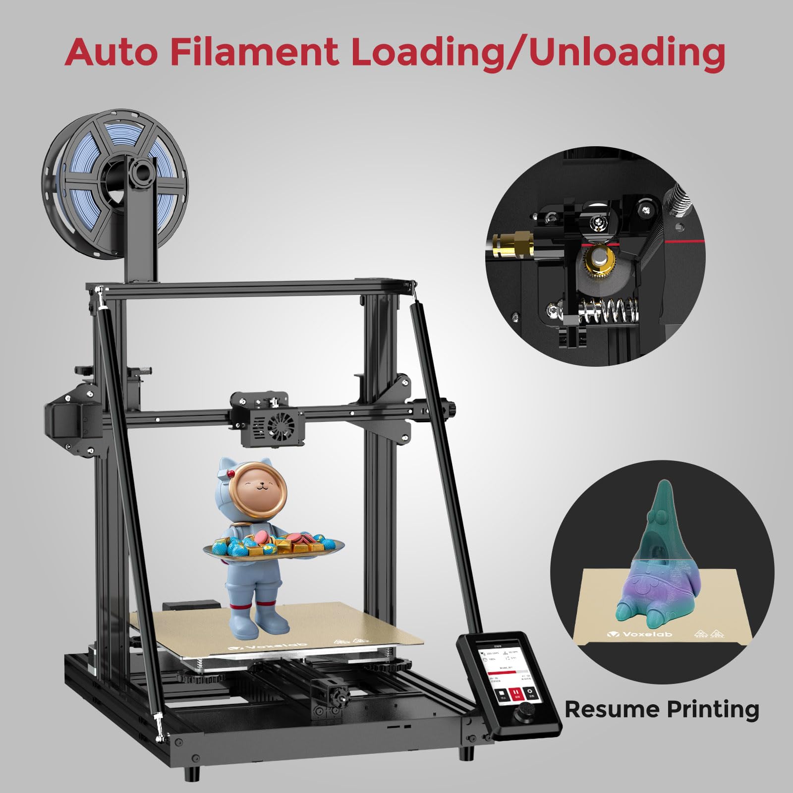Impresora 3D Voxelab Aquila X3 Plus, Plataforma Pei Flexible, Sensor de nivelación de 25 Puntos, Sensor de filamento y Carga/Descarga automática de filamento