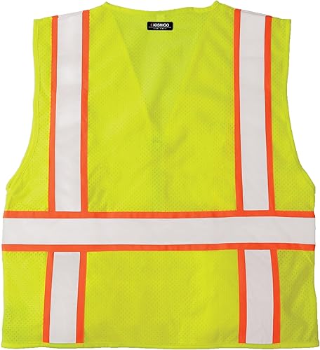 Miniatura 4 de Ml Kishigo Chaleco sólido con parte trasera de malla, ultra fresco, clase 2, color verde Lima, M, Anaranjado, 1