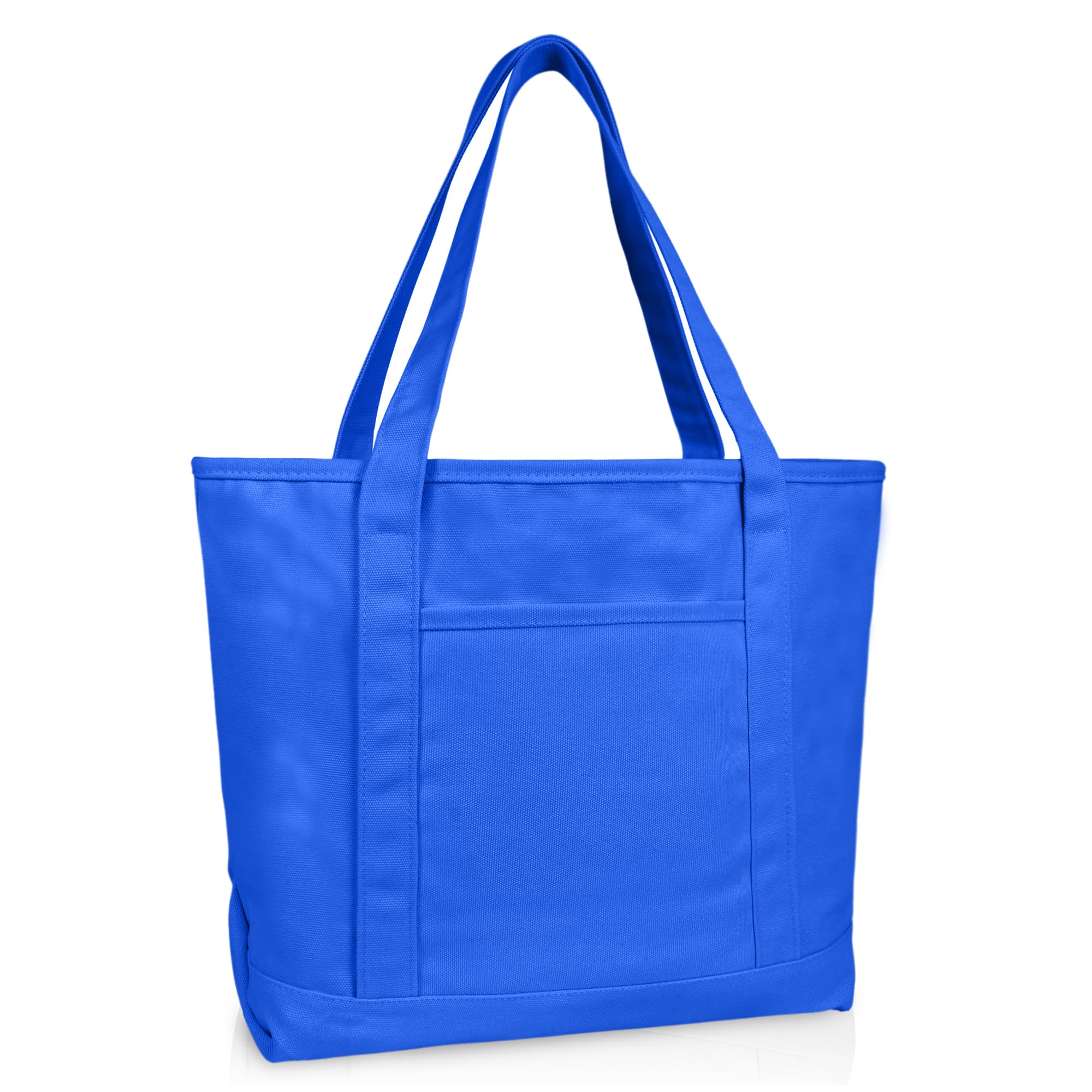 DALIX 20" Solid Color Cotton Canvas Shopping Tote Bag in Royal Blue