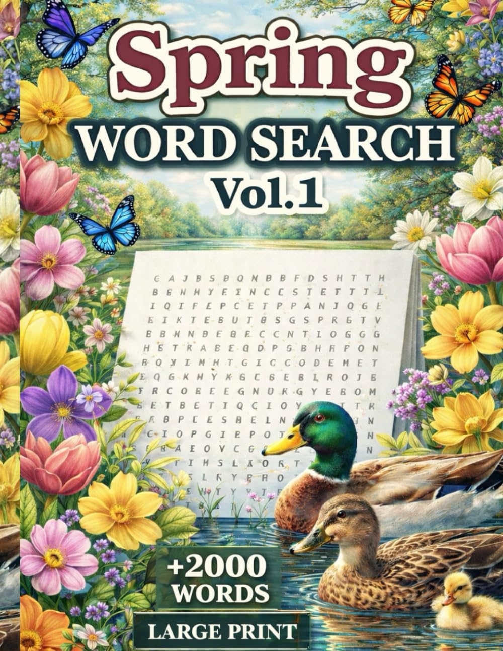 Spring Word Search For Adults: Word find large print, 2000 words, Puzzle adults