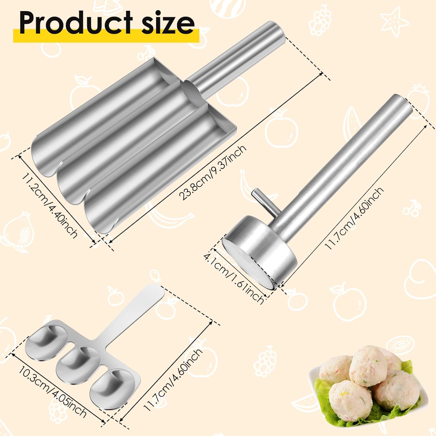 Meatball Maker Tool Stainless Steel Meatball Maker Creative Meatball Scoop Ball Maker Efficient Triple Meatball Maker for Meatball Biscuit Dough Making