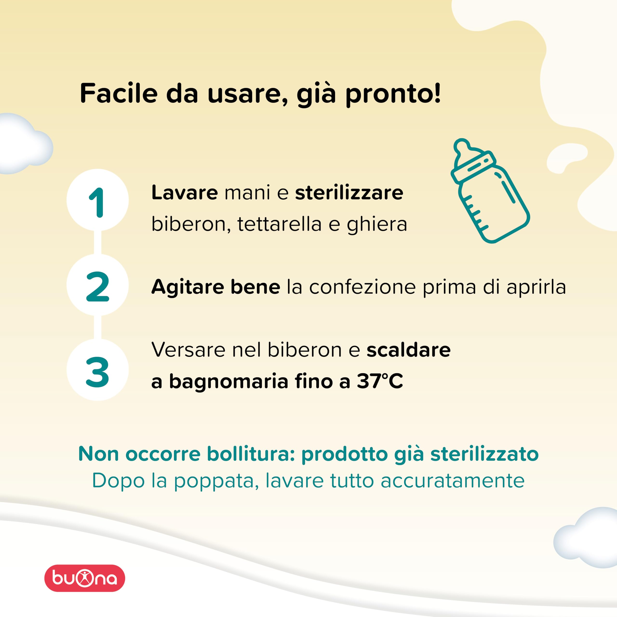 Buona Bb Milk 1-3 anni Liquido Alimento a Fini Medici Speciali per Lattanti Coliche, Stipsi e Disturbi Gastrointestinali Minori Con Postbiotico Latte 1 Liquido Pronto all’Uso dalla Nascita