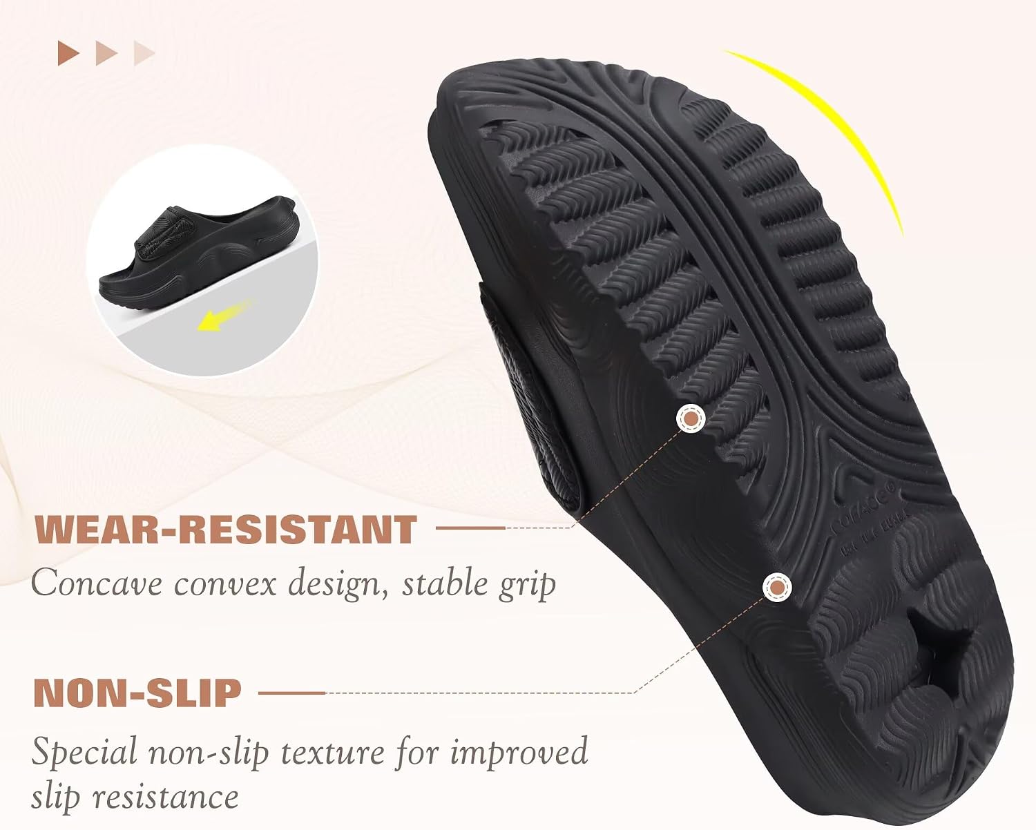 COFACE Womens Recovery Sandals With Arch Support Orthopedic Slides Size 6-12