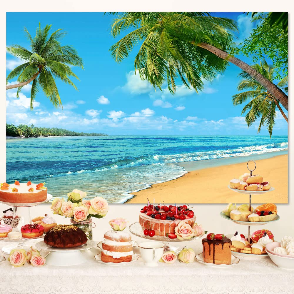 Amazon | ビーチ 夏 トロピカル 背景、海のヤシの木 写真撮影用背景