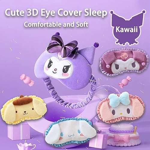 Miniatura 2 de Máscara de dormir Kawaii para niñas y mujeres, máscara de dormir de dibujos animados suave de felpa para niños, sombras de ojos para niños, regalos