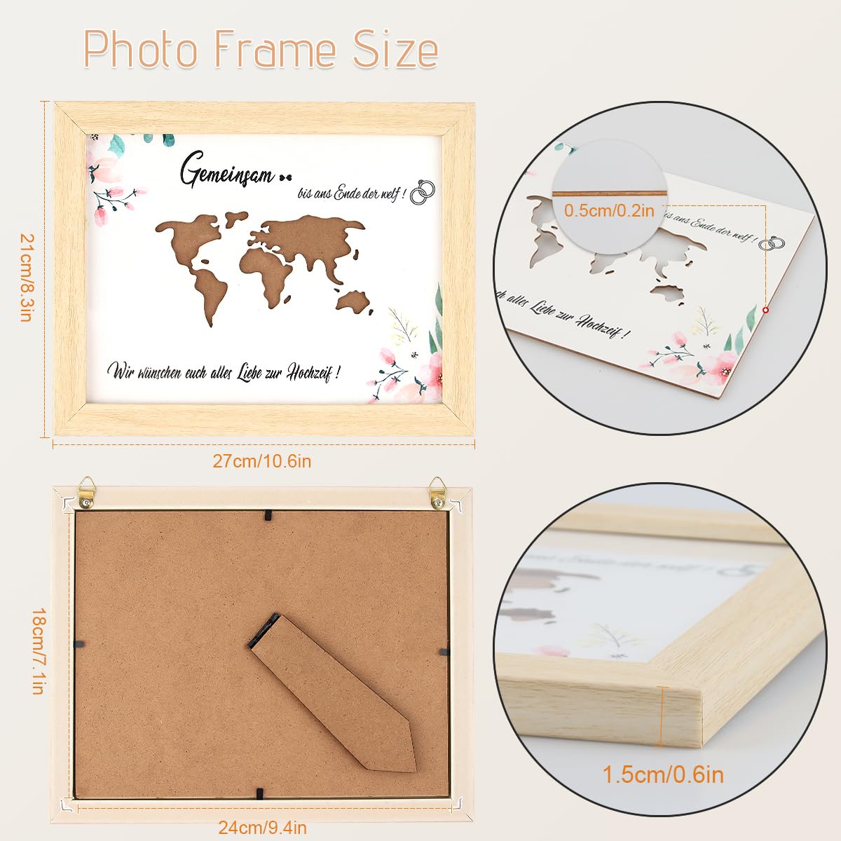 Regalo Denaro In Legno Con Cornice - Porta Banconote Personalizzato Per Compleanno E Matrimonio - 11x6 Cm - 2