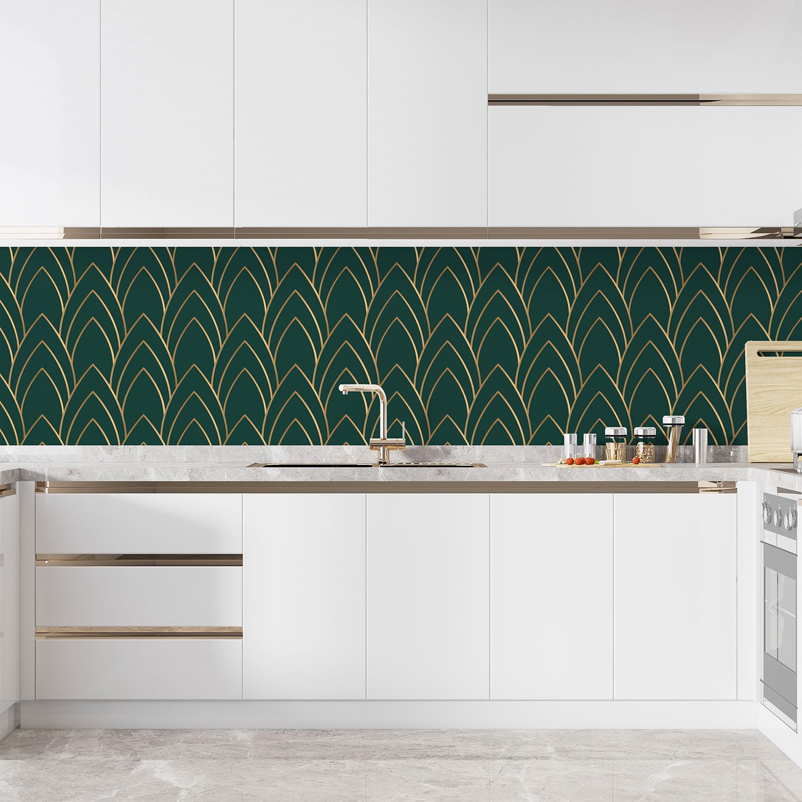 Lumalea Decalcomania adesiva da cucina, motivo elegante 3617689956534, adesivo + protezione lucida, 90 x 90 cm