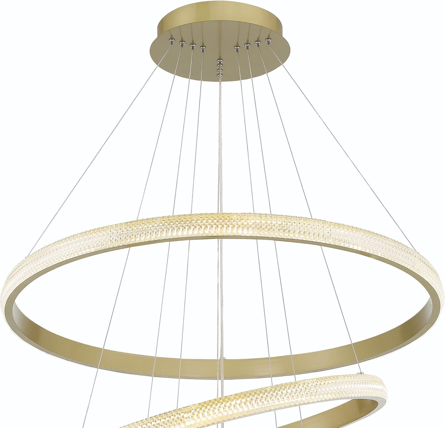 Vanity Art 4 Light Unique Ring LED Chandelier Lighting | Modern Hanging Lights, Circular Ceiling Lights Fixtures for Dining Room Living Room Bedroom Kitchen (Gold) SYLED1904-BD