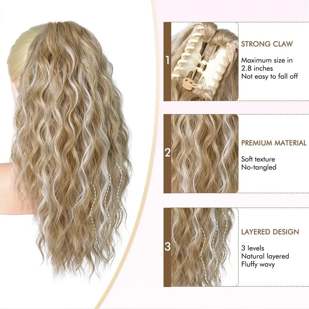 Extensiones Ponytail de cola de caballo de 45,72 cm con cola de caballo con clip en la cola de caballo, pelo sintético de aspecto natural para mujeres (30H27)